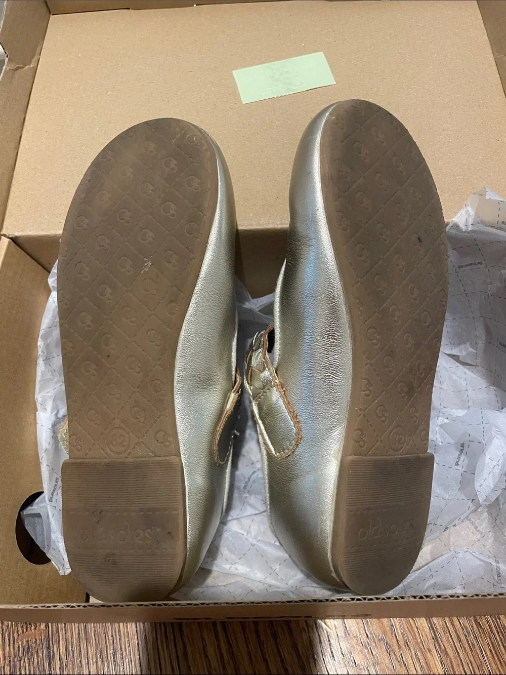 Old Soles Girls Metallic Silver Braided Strap Mary Janes